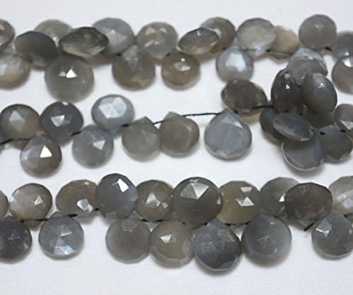 13 inch natural beads strand of 11-13mm faceted heart gray moonstone gemstone beads for DIY jewelry - necklace, bracelet, earring, ring.