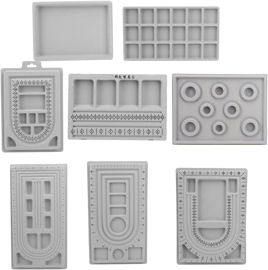 Beading Jewelry Design Board | DIY Necklace & Bracelet Making Tool with 8 Compartment Trays/Scale Markings | Bead Stringing Tray for Experts & Craft Lovers