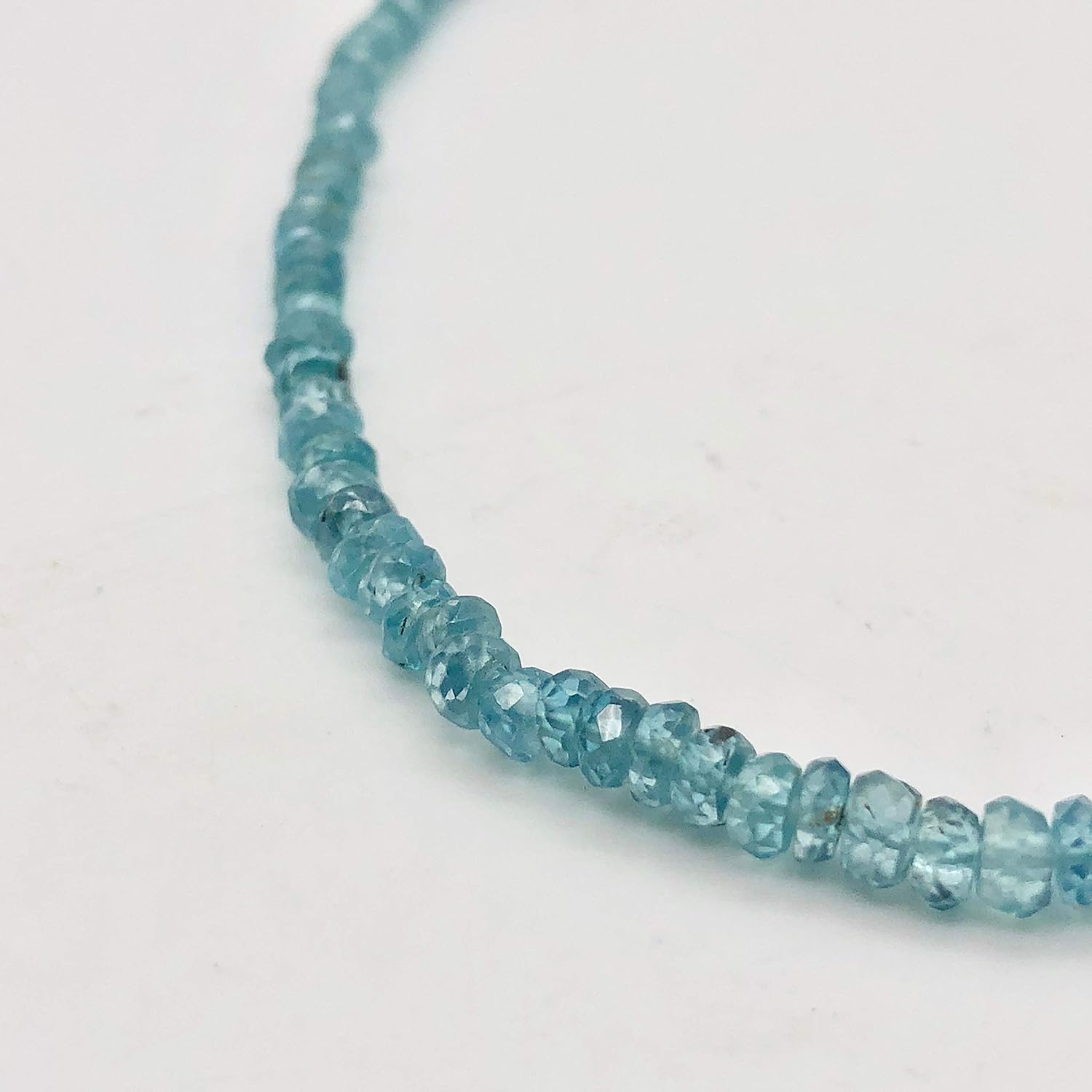78.9cts Natural Blue Zircon 4x2.5-3x1.5mm Graduated Faceted Bead Strand 10845 for Jewelry Making