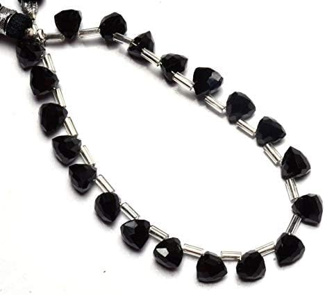 GEMZ 13 inch Strand of Natural Black Spinel Trillion Shape Faceted Cut Black Color briollete Beads for DIY Jewelry Making- Earring Necklace Bracelet.