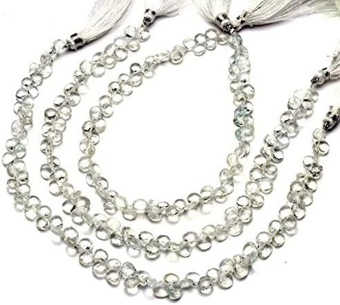 GEMZ 6 inch Strand of Natural White Topaz Heart Shape Faceted Cut White Color briollete Beads for DIY Jewelry Making- Earring Necklace Bracelet.