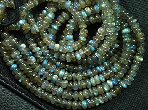 8 Inches, Super Blue Flash Labradorite Smooth Rondelles Beads Shape 7-8mm Large Size
