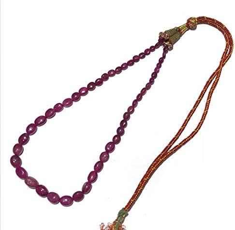 Ruby Oval Beads Necklace,Plain Oval Beads, Glass Filled Ruby Size 5 to 12 mm - 16