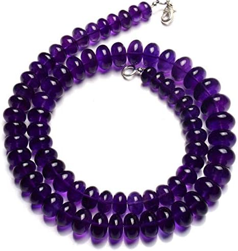 Natural Gemstone African Amethyst 9 to 13MM Smooth Rondelle Beads 19 Inch Full Strand Fine Quality Dark Purple Color Finished Necklace