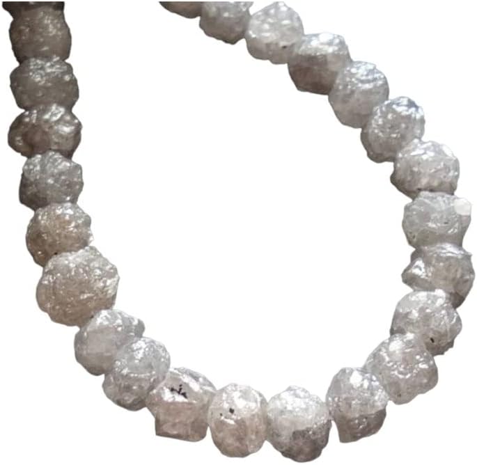 4-4.5mm Perfect Natural Rondelle Gray White Raw Diamond Beads, Large Rough Diamond Round Beads, Gray Diamond Beads (2IN to 8IN) - DDP147, 4-4.5 MM, 8 in