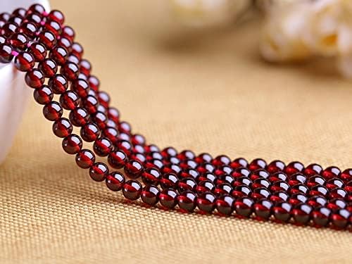 13 inch Strand of Natural gem Garnet, 4 mm Round Smooth Beads for DIY Jewelry Making. | Beads_03625