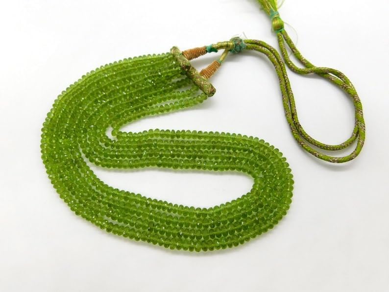 13 inch Strand of Natural gem Peridot, 5-6.5mm rondelle Faceted Beads for DIY Jewelry Making. | Beads_06112