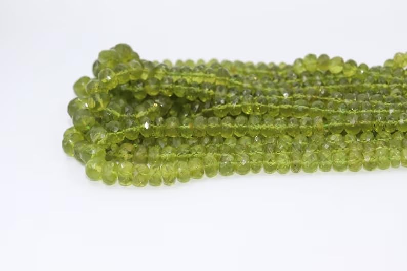 Natural Peridot Faceted Rondelle Beads 6-10mm Green Peridot Rondelle Wholesale Beads Strand for Jewelry Making Craft