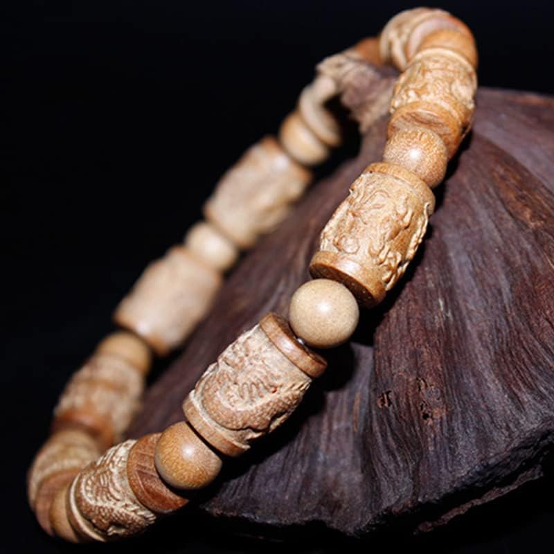 Mascot Wooden Crafts Wood Carving Art Wood Decoration Artwork 东加老山檀香雕刻珠手串 飞龙在天佛珠10*1.5(东家老山檀香飞龙在天9颗)