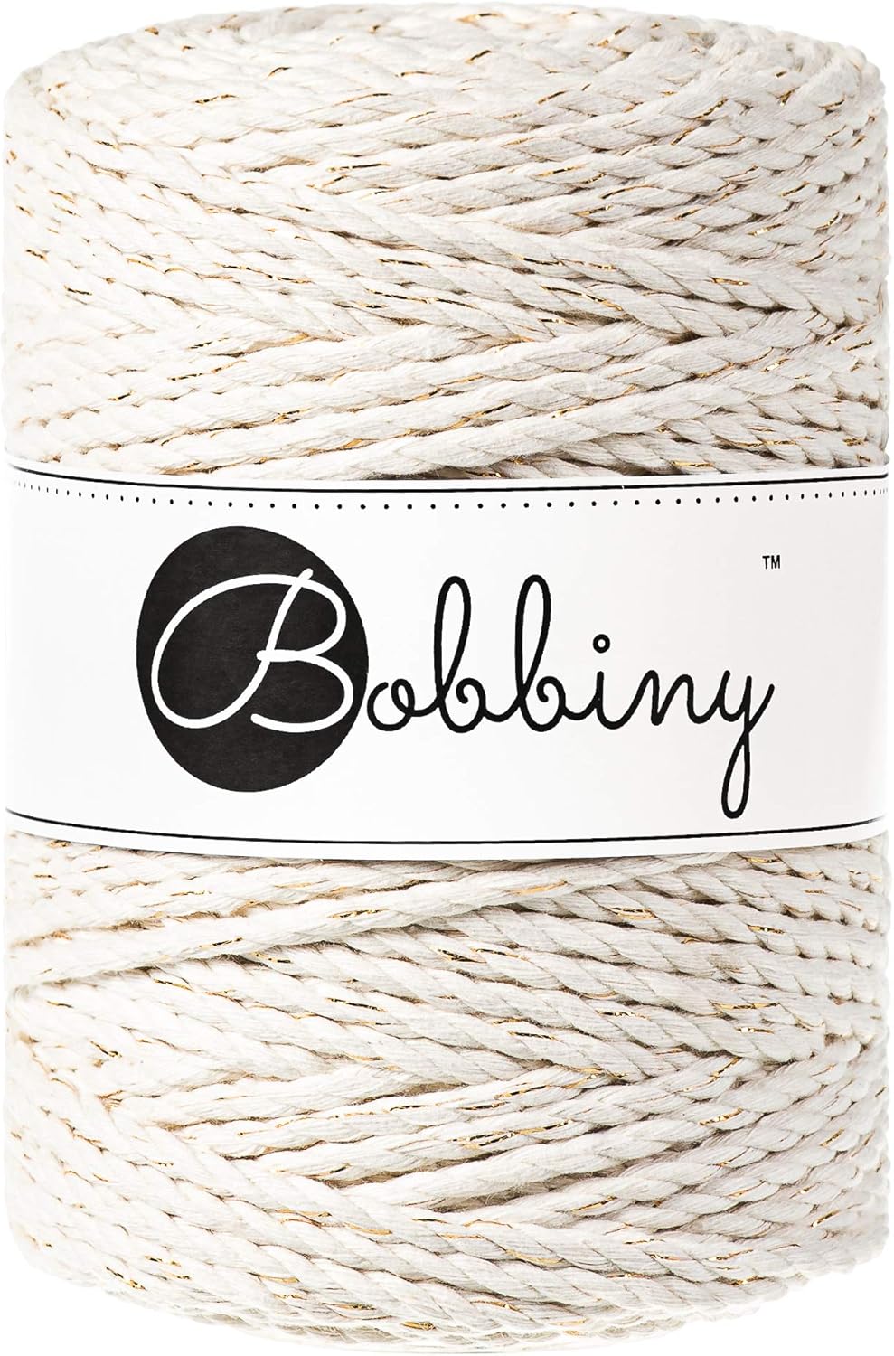Bobbiny XXL 5mm 3 Ply Macrame Cord (Golden Natural) 108yds/330ft (100% Recycled Cotton)