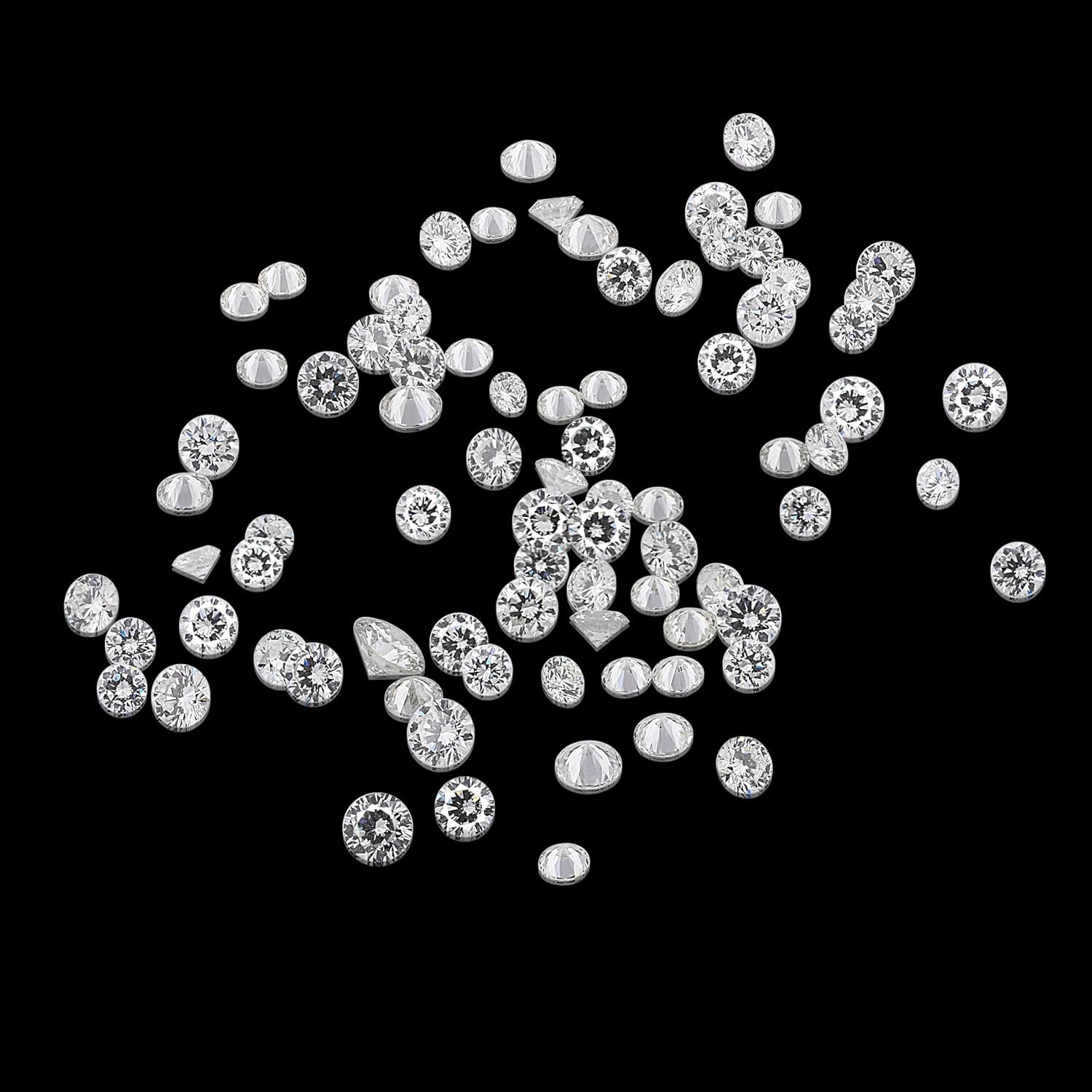 GEMHUB 1.1mm Round Cut CVD Diamonds 0.5 Carat 75 Pcs Loose Lab-Grown Melee Stones for Jewelry Making and Micro Settings
