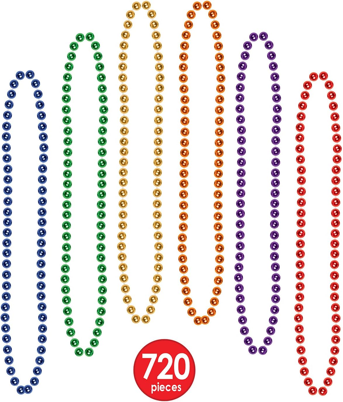 Beistle Bulk 720-Pack Small Round Party Beads, 7mm by 33-Inch, Assorted