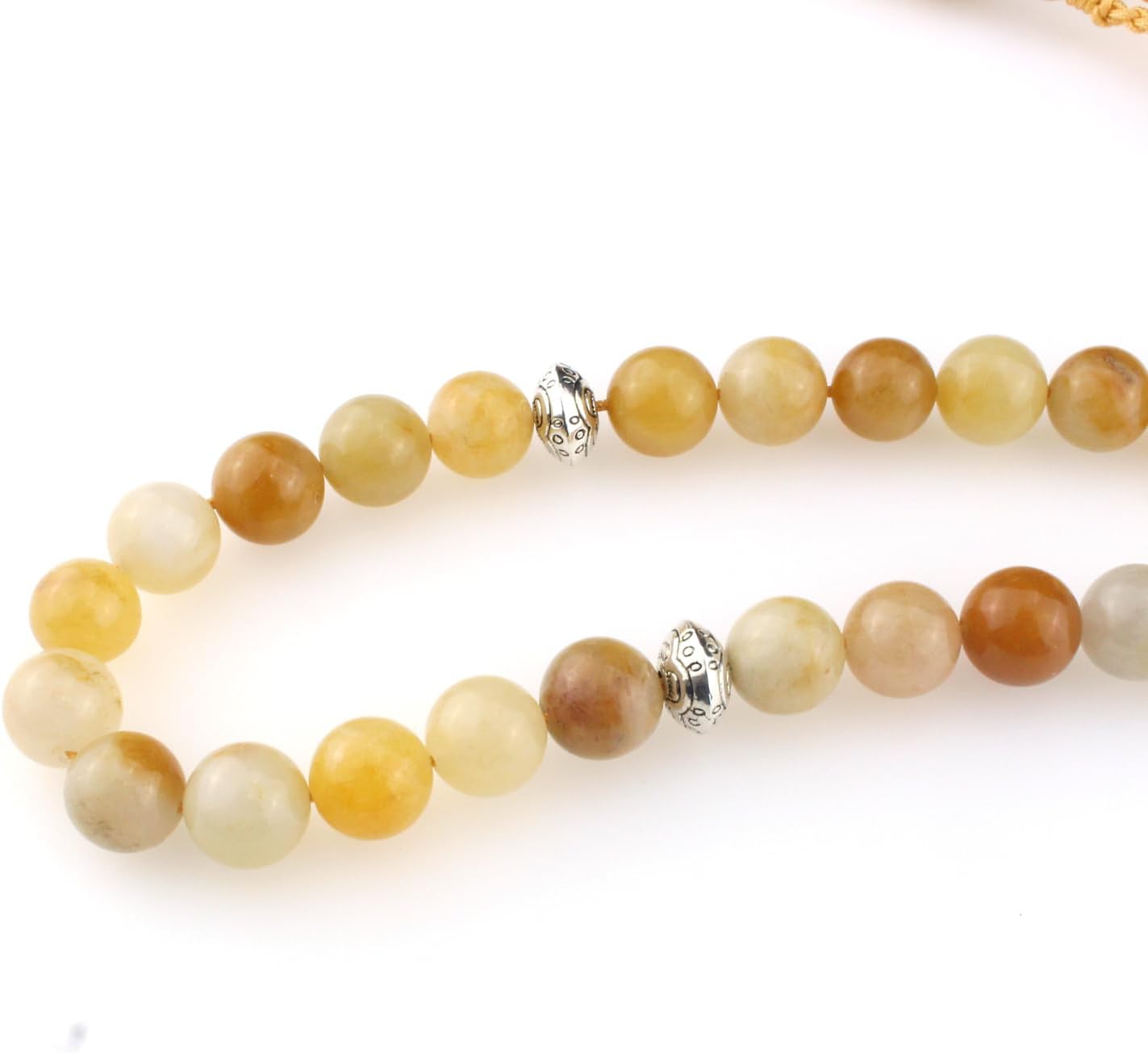 Muslims Islamic Dhikr 33 Tasbeeh Tasbih Prayer Beads, Yellow Jade Stone Beads with Tassel