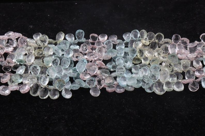 Multi Aquamarine Faceted Pear Shape Beads 6 * 9-7 * 10 mm Multi Aquamarine Beads Aquamarine Pear Shape Beads Multi Aquamarine Side Cut Beads