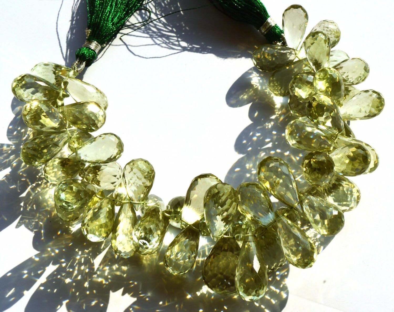 8 inch Strand of Natural Green Amethyst 7x14-9x18mm Teardrop Faceted briolette Beads for DIY Jewelry Making. |BRIO_03743