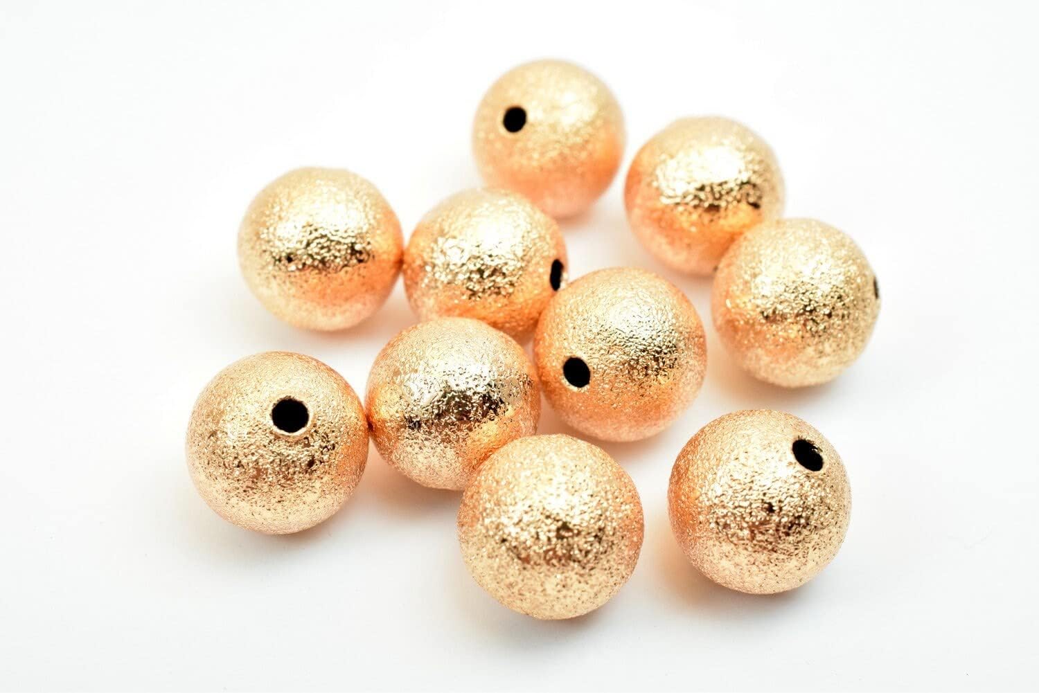 Beaded Jewelry 10mm Rose Gold Filled EP Stardust Round Ball Bead, Rose Gold Filled Spacer Findings GF3362R