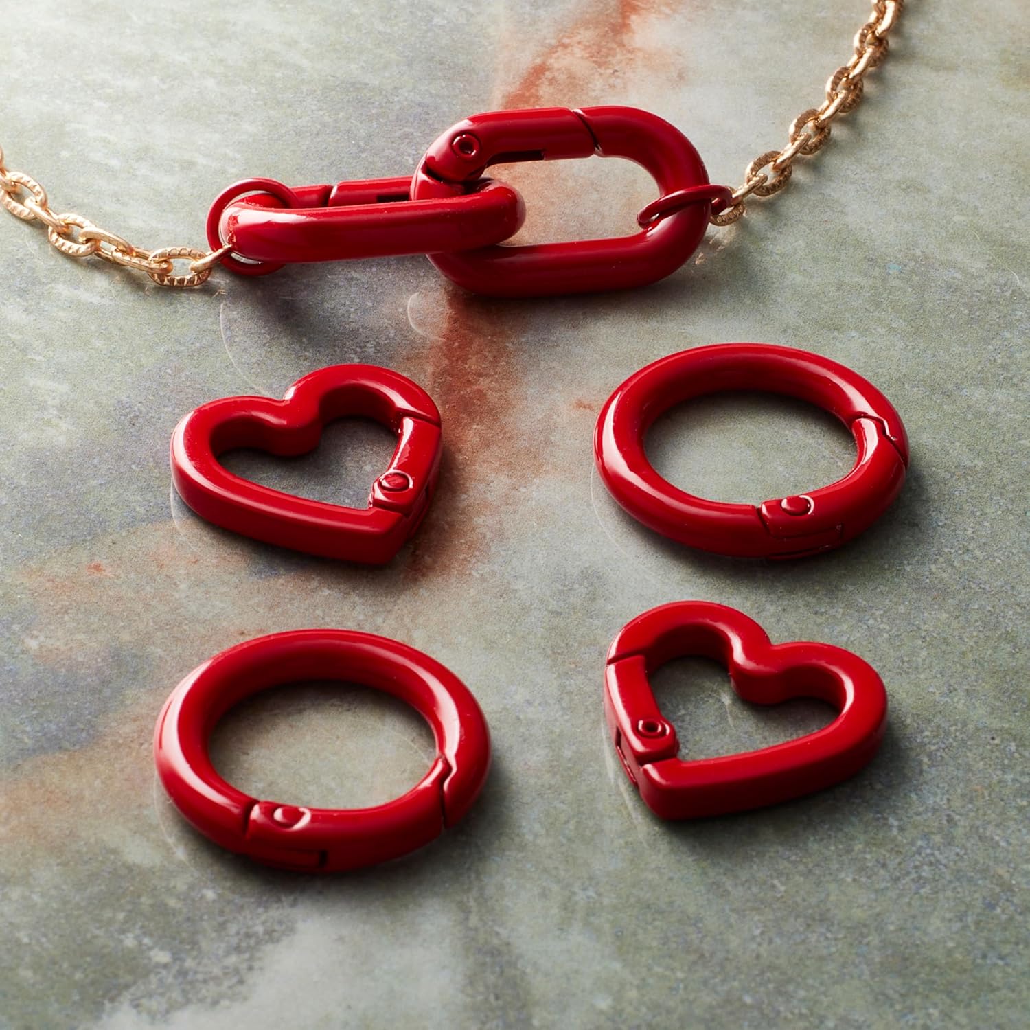 Bead Landing Assorted Enamel Hinged Closures - 6 Closures per Set (72 Total), Nickel-Free Zinc Alloy in Heart, Oval & Round Shapes for Jewelry Making, 12 Pack