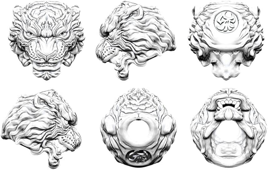 EDC Solid Brass Tiger Head Pendant Parachute Paracord Cord Tool Lanyard Bead zipper pull Gift 925 silver)