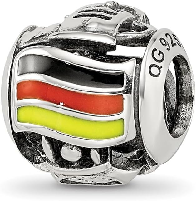 Sonia Jewels Solid 925 Sterling Silver Reflections Enameled Germany Theme Bead (10.6mm x 10.6mm)