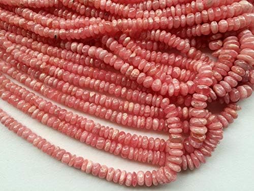 JEWELZ 16 inch strand natural rhodochrosite 4.5-7.5 mm rondelle smooth beads - jewelry - rhodochrosite plain rondelle beads, natural rhodochrosite beads, 4.5-7.5mm, 16 inch, rhodochrosite necklace