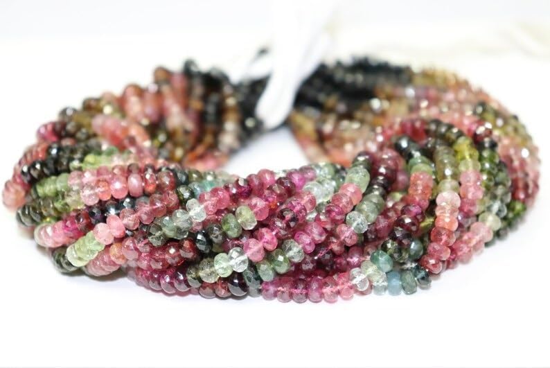 Multi Tourmaline Faceted Rondelle Beads 6 mmTourmaline Beads Tourmaline Rondelle Beads Wholesale Beads for Making Jwelery