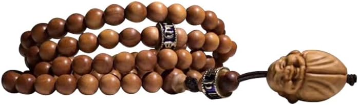 Mascot Wooden Crafts Wood Carving Art Wood Decoration Artwork 老山檀香手串小弥勒佛108颗 文玩手串念珠男女檀木佛珠手链(DIY不沉水8MM老山)