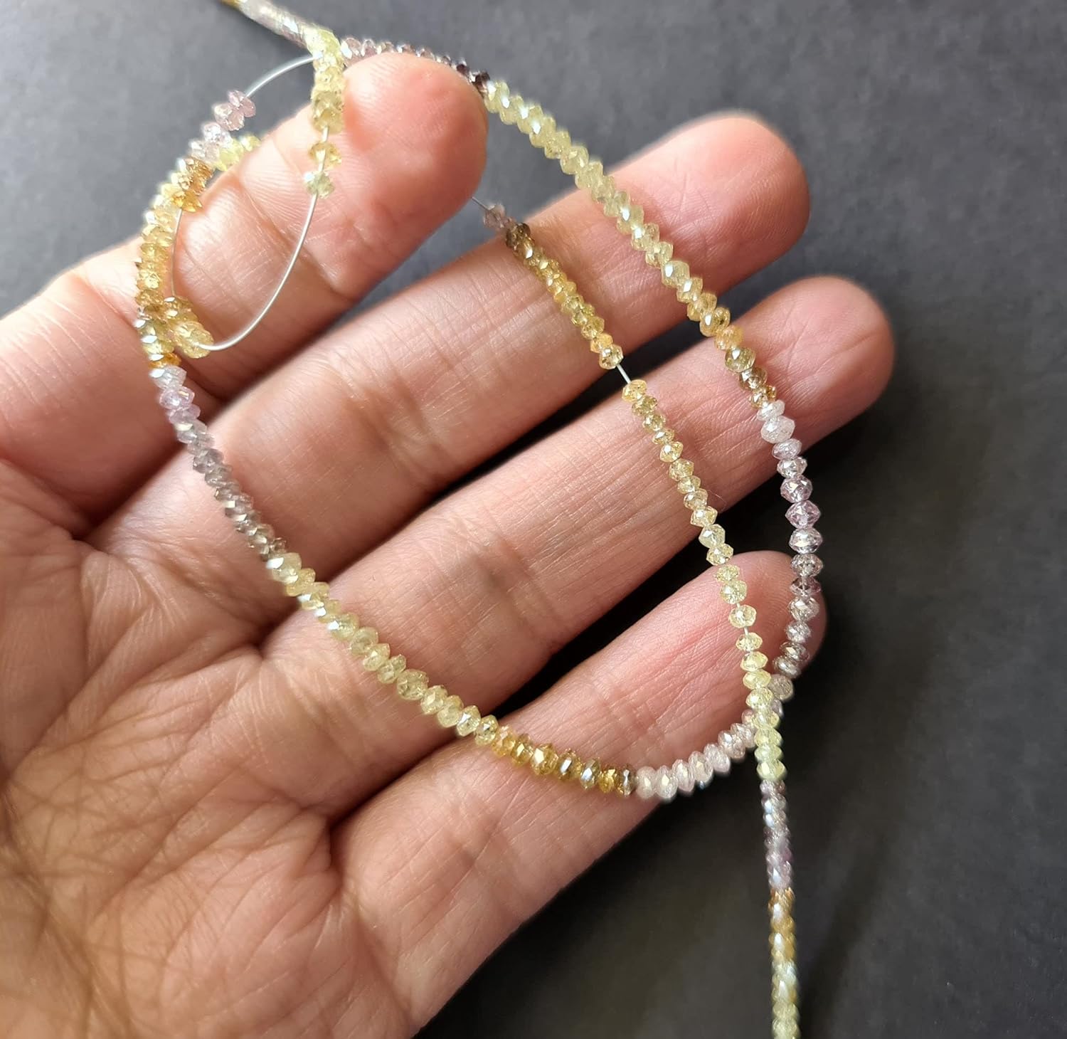 Women's 2-2.5mm Pink/Orange/Yellow Sparkling Faceted Diamond Rondelle Beads, Mix Color Diamond Rondelle Beads For Jewelry - Ppkk19A