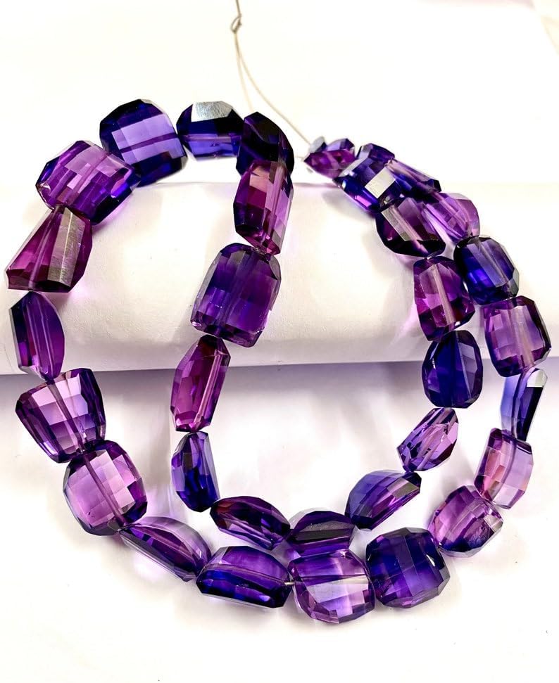 Natural Pinkish Purple Sapphire Nuggets facated Beads 9-12 MM 18 inch Long String Jewelry Making Gemstone Beads for Necklace Bracelet