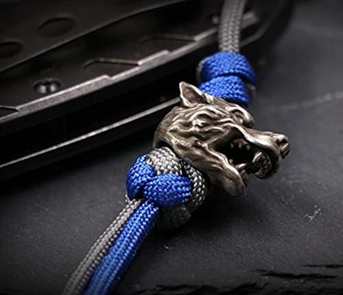 EDC Solid Brass Wolf Head 3D Pendant Parachute Paracord Cord Tool Lanyard Bead zipper pull Gift