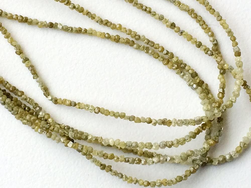 1.5-2mm Yellow Green Rough Diamonds, Yellow Green Raw Diamonds, 16 Inch Natural Yellow Green Rondelle Diamond Beads (4IN To 16IN) - PUSPD24, 1.5-2 MM Approx.