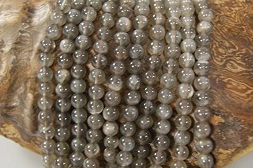 13 inch Strand of Natural gem Gray Moonstone, 10mm Round Smooth Beads for DIY Jewelry Making. | Beads_03963, Grey