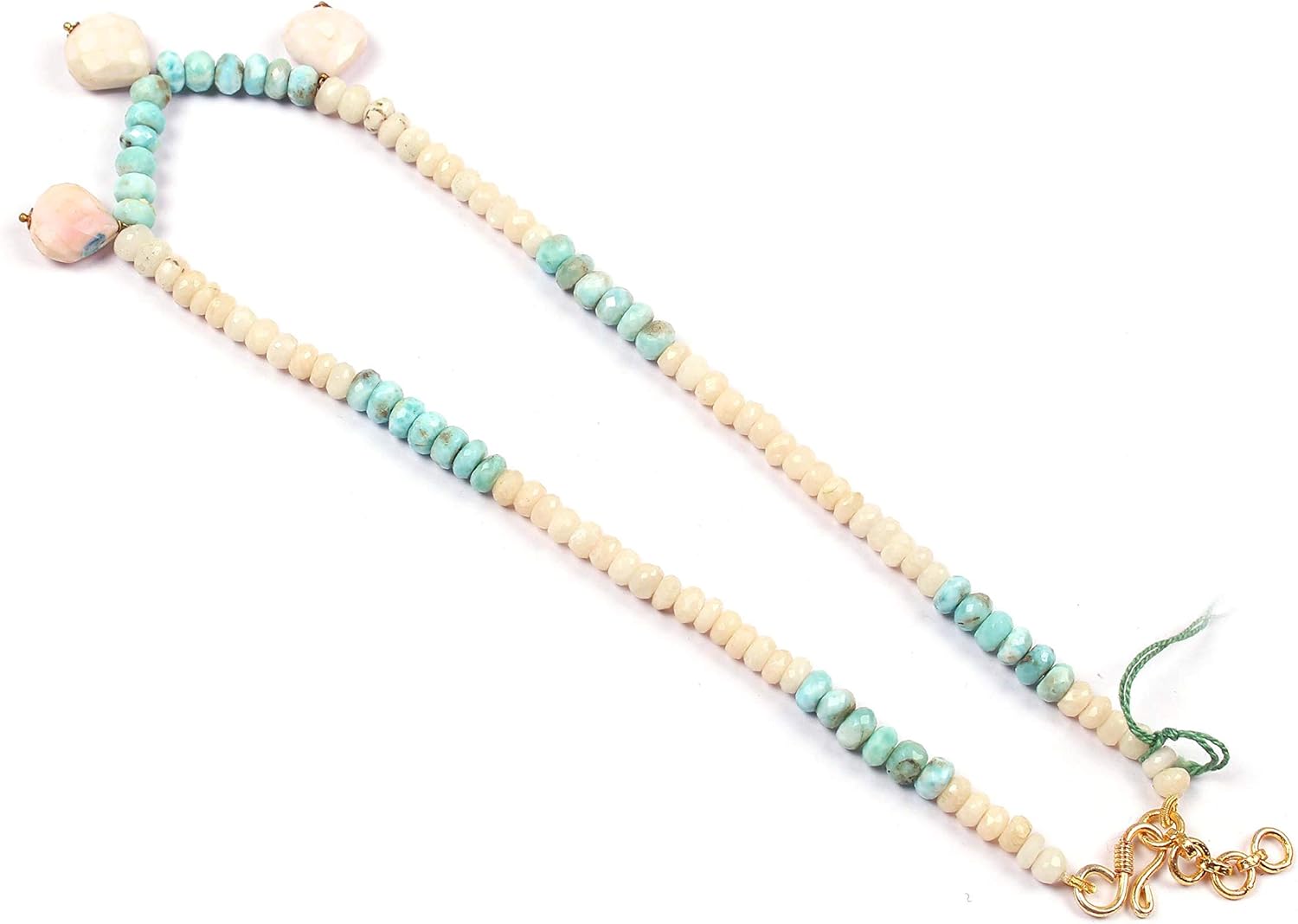 Natural Gemstone larimar Opal Faceted rondelle Beads Necklace for Women | 17 inch Gemstone Necklace|6-7 mm Loose Beads for Jewelry Making | Healing Beads Necklace