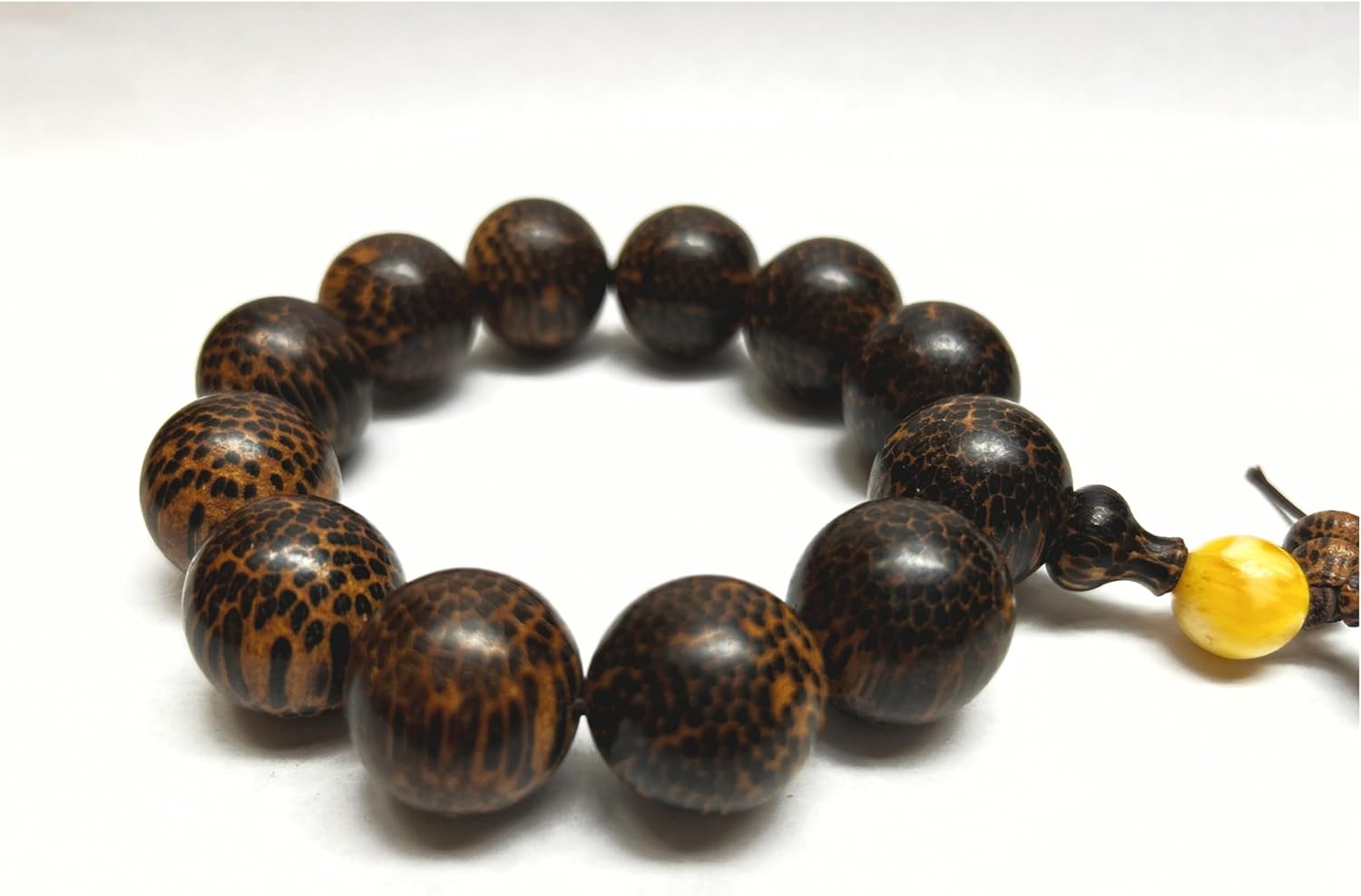 Natural Scale Dots Pattern Wood Beads Hand Rosary Praying Bracelet Aws4687