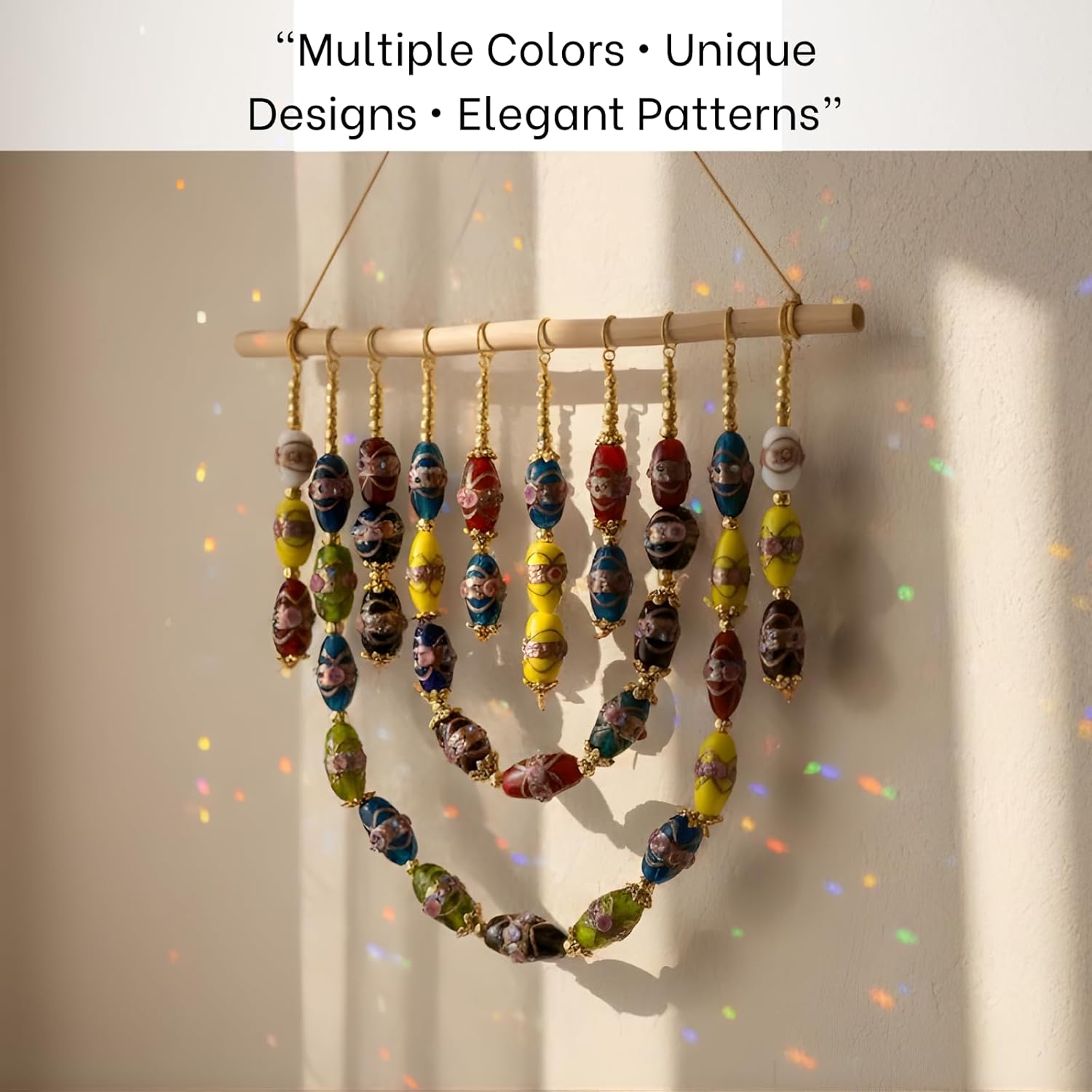 Handcrafted Lampwork Glass Beads | Mixed Color Strands with Floral & Foil Designs | Available in 50 Strands | Oval & Barrel Artistic Beads for Jewelry Making & DIY Crafts.