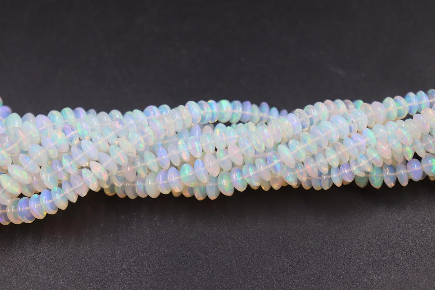 Natural Ethiopian Opal Smooth Saucer Beads, AAA+ Quality, Rainbow Fire Color, 6-10mm Size for Jewelry Making