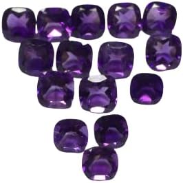 Natural Amethyst Cushion Cut Faceted Pointed Back Loose Gemstones for Earrings Pendant & Jewelry Making (10 Pieces) Set (10x10 MM)