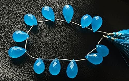 7 inch Strand of Natural Chalcedony 14-17mm Drop Faceted briolette Beads for DIY Jewelry Making. |BRIO_01637