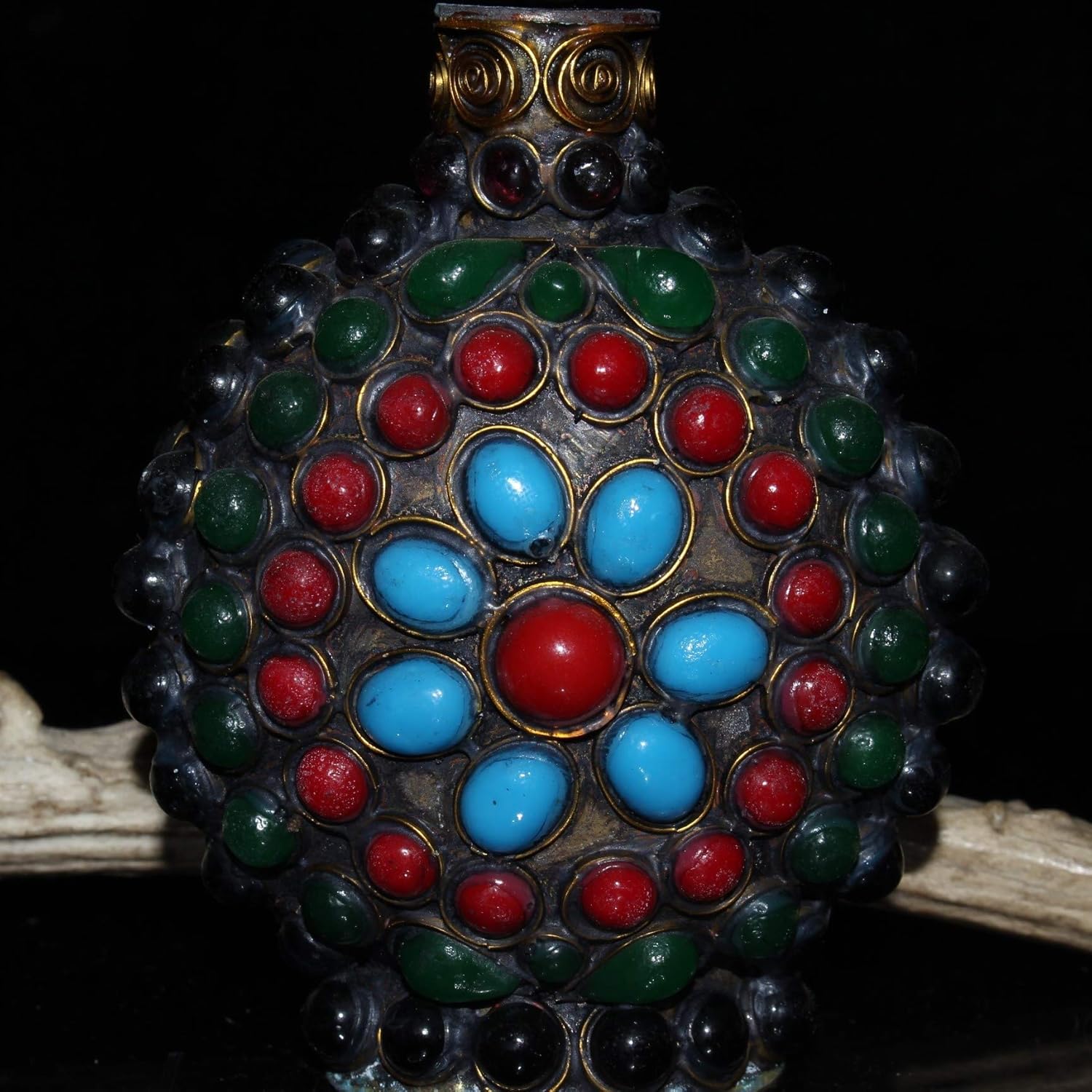 Fashion158 Antique Miscellaneous Copper Beads inlaid Round Snuff Bottle home Decoration Ornaments