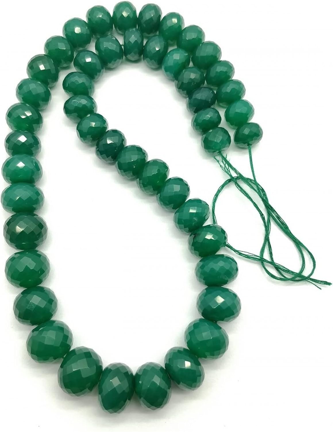 1 Strand Natural Green Onxy Size 10-14 mm, Rondelle & Faceted with 16.5 Inch Long Exclusive by Beads_World CHIK-STNRDD-526