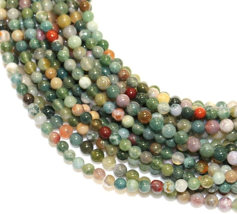 13 inch Strand of Natural gem Indian Agate, 8mm Round Smooth Beads for DIY Jewelry Making. | Beads_04814