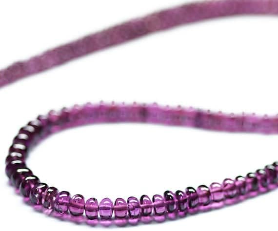 BEADS GEMSTONE Pink Rholite Garnet Smooth Loose Rondelle Gemstone Craft Beads Strand 18 Inch Long 3mm 5.5mm Code-HIGH-21350
