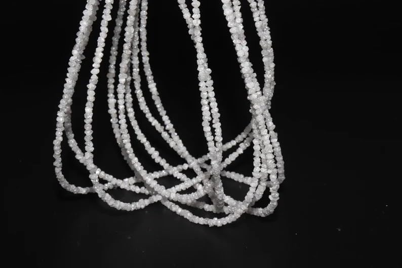 Natural Raw White Diamond Uncut Beads 2-3.5MM Uncut Diamond Beads Strand for Jewelry Making