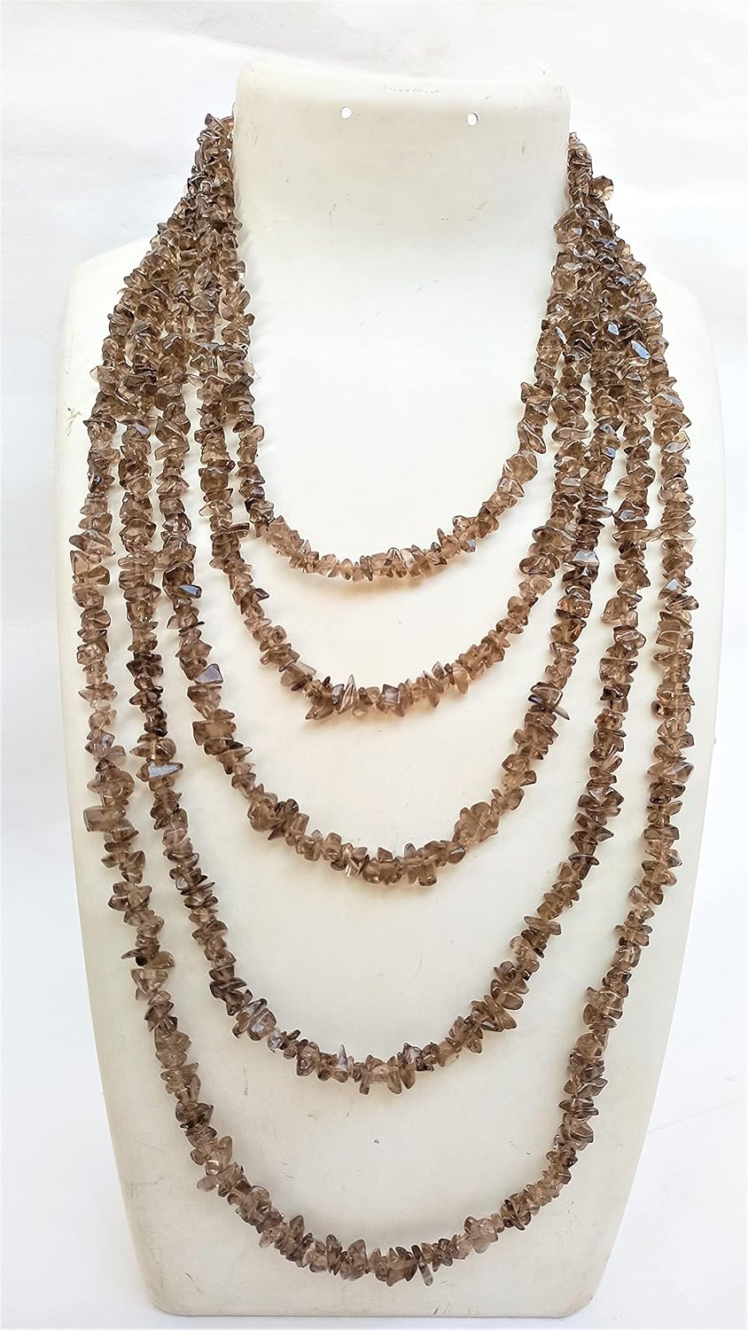 Pack of 5 Strands- Natural Smoky Quartz Chips Beads Strand 600 Ct, Free Form Gravel Uncut 100