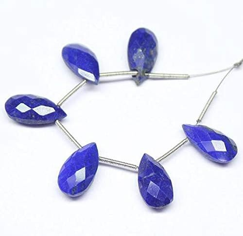 Lapis Lazuli pear Drop Faceted 3 Pairs Strand Gemstone Beads, Jewelry Supplies for Jewelry Making, Bulk Beads, for Meditation Jewellery for Reiki Healing Mystic Gemstone 17mm