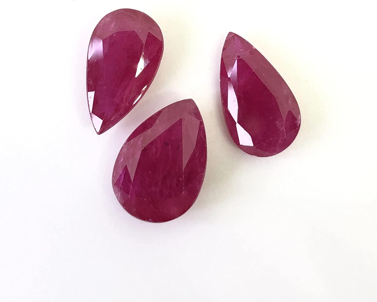 12.10 Ct 100% Genuine Natural Ruby Pear Size 13x9 & 13x7.50 mm Cut Faceted 3 Pieces Layout Set AAA Quality Loose Gemstone For Making Earring & Pendant Jewelry