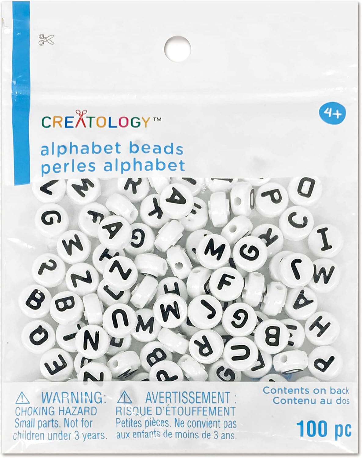 Creatology White Circle Alphabet Beads, 12 Packs: 100 ct. (1,200 Total), 10mm