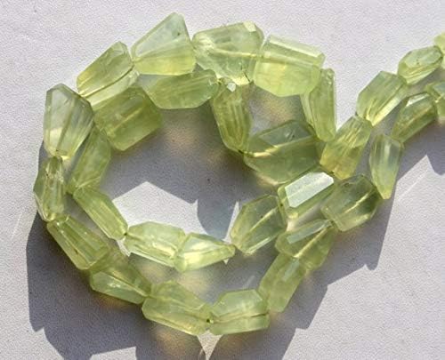 13 inch natural beads strand of 7-15mm faceted tumble prehnite gemstone beads for DIY jewelry - necklace, bracelet, earring, ring.