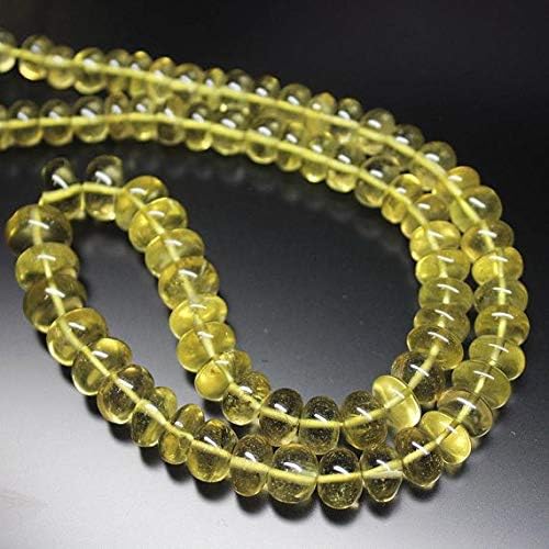 Natural Lemon Quartz Large Smooth Gemstone Rondelle Gemstone Loose Craft Beads Strand 18 Inch Long 7mm 11mm Code-HIGH-739