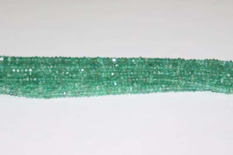 Zambian Emerald Faceted Rondelle Beads 2.-4mm Natural Emerald Faceted Rondelle Beads Strand for Jewelry Making