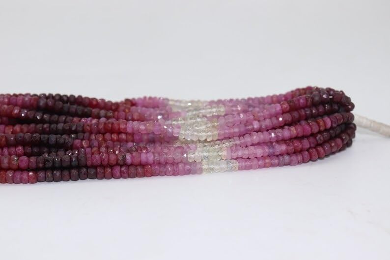 Natural Ruby Faceted Rondelle Beads 4-4.5 mm Ruby Beads Ruby Rondelle Beads Wholesale Precious Ruby Beads